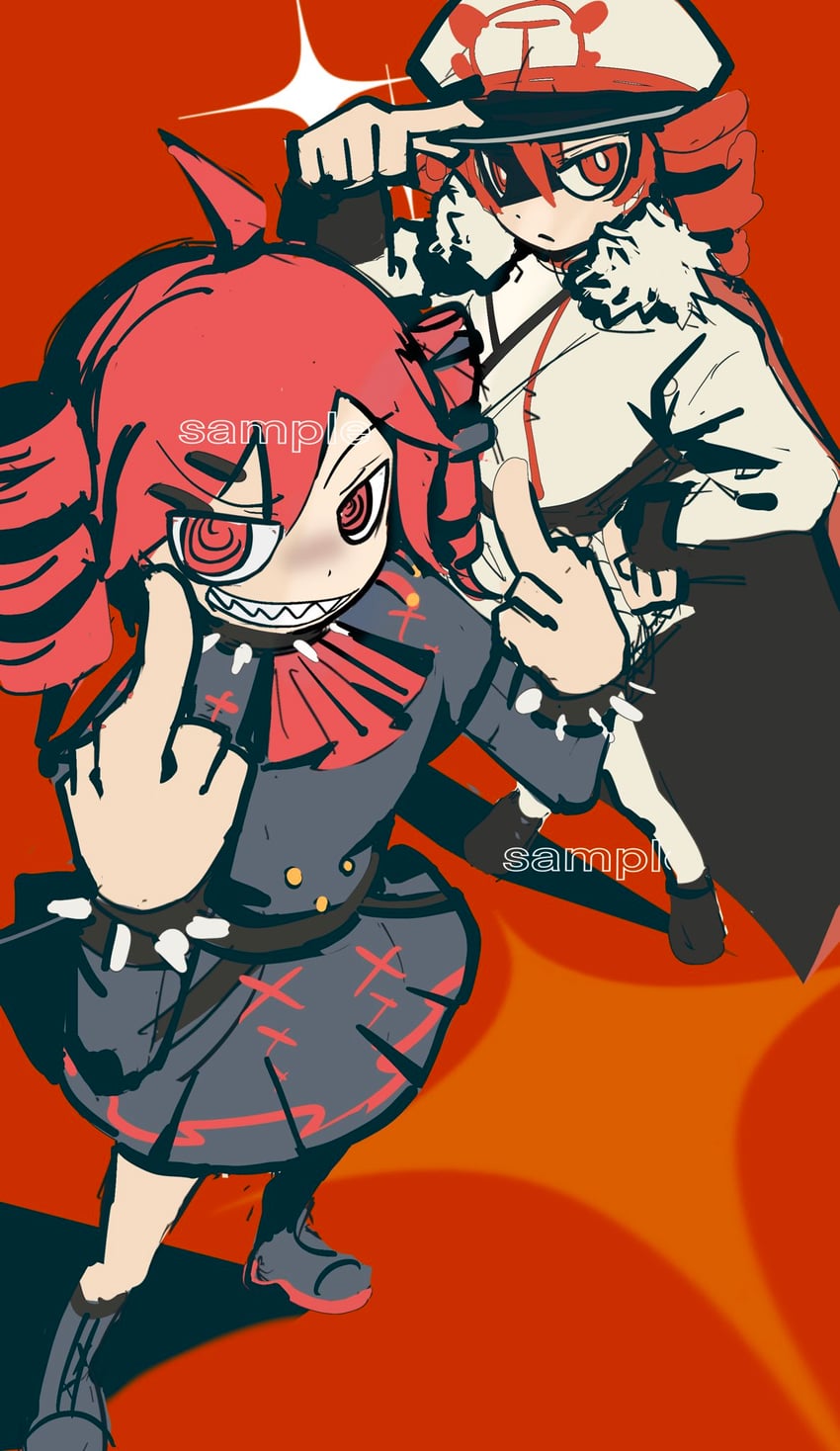 UTAU、重音Teto 2名女孩 @_@ 整理衣服 整理头饰 呆毛