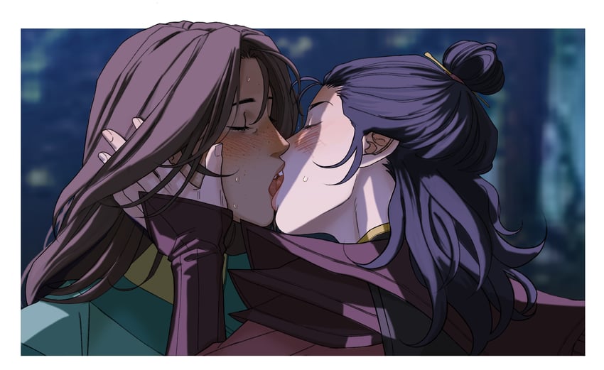 降世神通：传奇、虚子崛起、京西 (降世神通) 2名女孩 黑发 脸红 边框 棕发