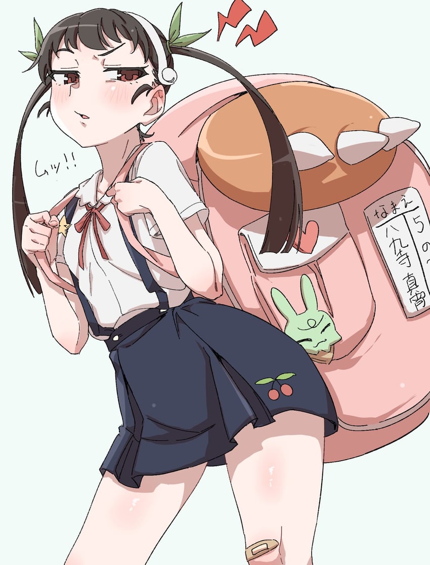 物语系列、八九寺真宵 1名女孩 背包 包 创可贴 膝盖上的创可贴