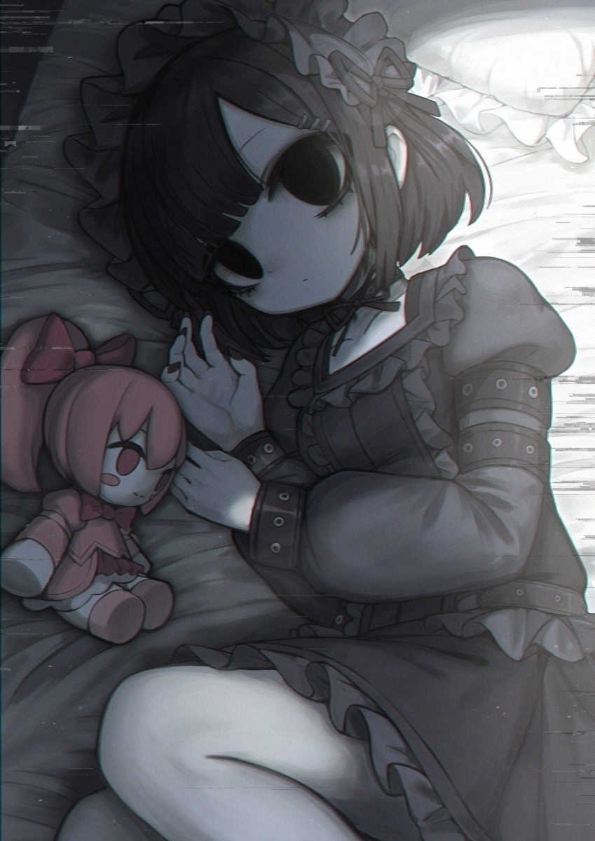 原创、黑崎丽华 (Ketopon) 1名女孩 黑色连衣裙 黑发 乳房 项圈