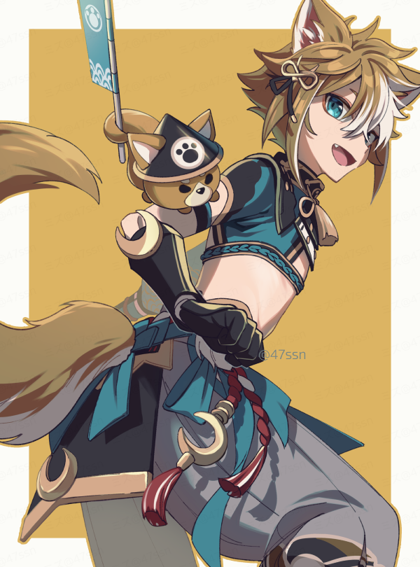 原神、五郎 (原神) 1名男孩 :D 兽耳 横幅 战旗
