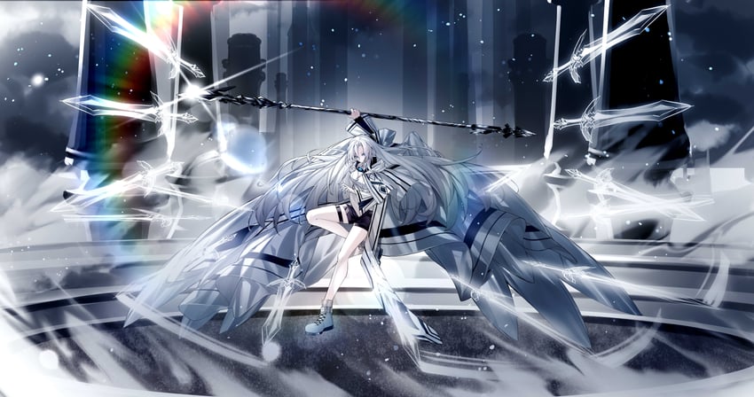 原创、laura (heilingsuyue feiya) 1名女孩 裸腿 黑色短裤 蓝眼 蓝色指甲