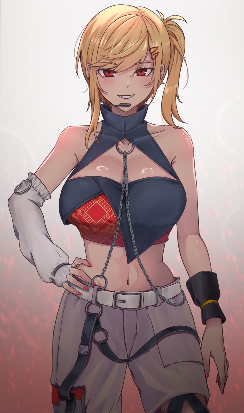Hololive、Hololive Indonesia、Kaela Kovalskia 1名女孩 抹胸 露肩 腰带 金发