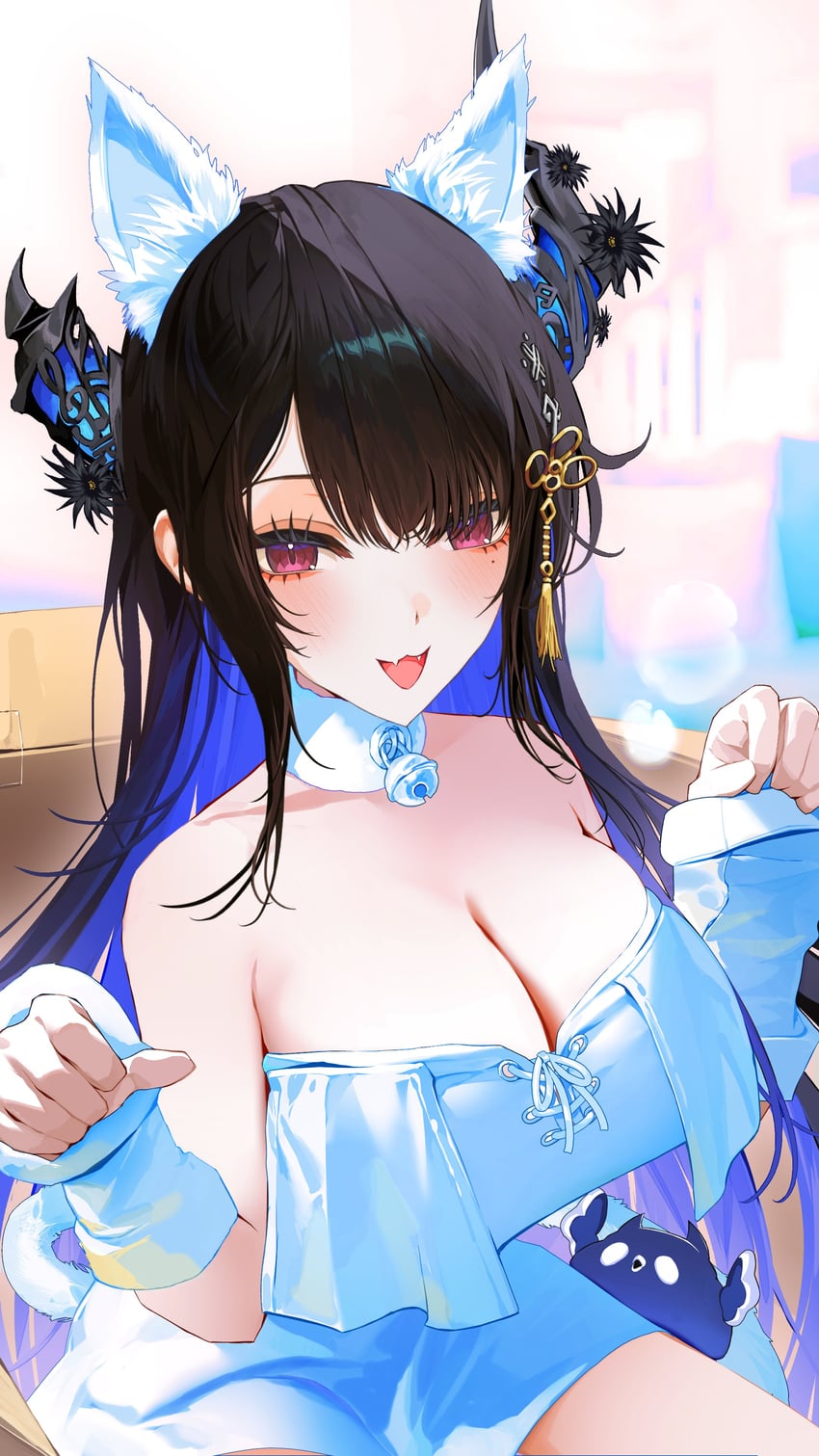 Hololive、Hololive英语、囚鸟 (Nerissa Ravencroft) 1名女孩 :D 兽耳 护臂 不对称角