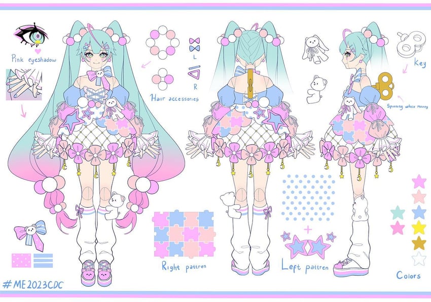 初音未来博览会、VOCALOID、初音未来 呆毛 替换服装 水色发 蝴蝶结 花