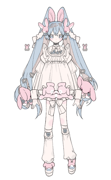 VOCALOID、初音未来 1名女孩 替换服装 蓝眼 蓝发 蝴蝶结