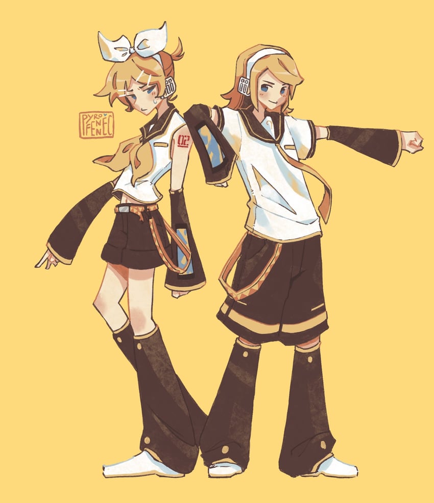 VOCALOID、镜音连、镜音铃 1名男孩 1名女孩 作者名 低音谱号 黑色水手领