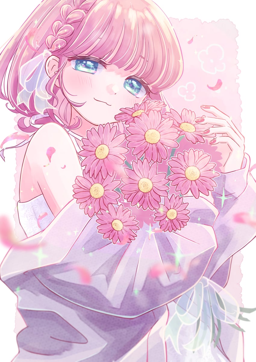 原创 1名女孩 猫脸笑 露肩 蓝眼 脸红