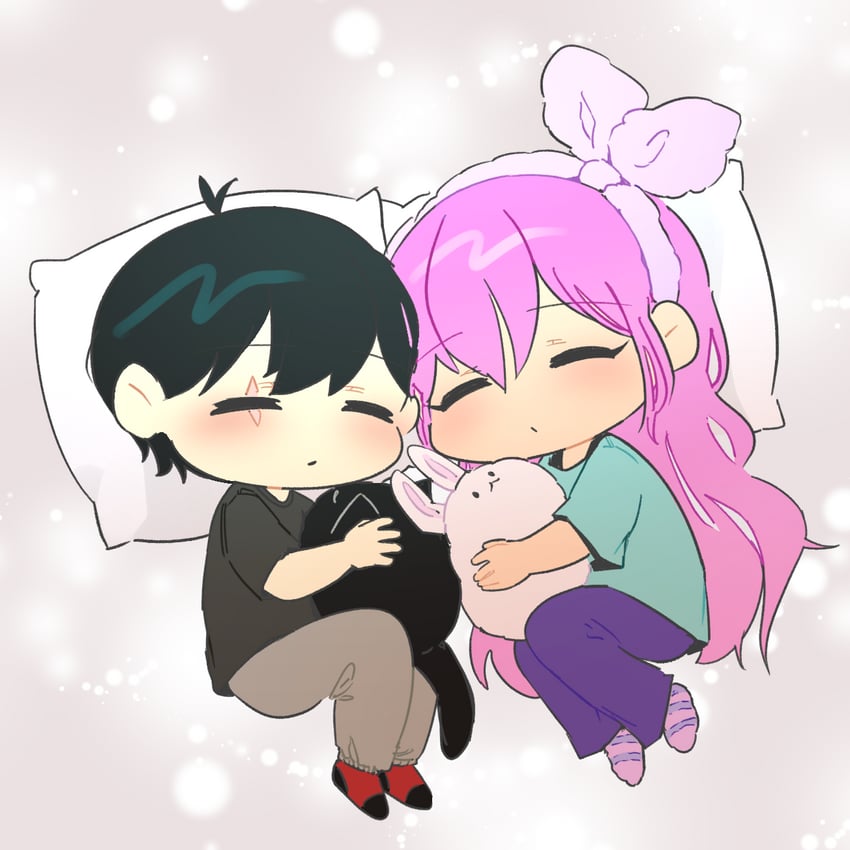 OMORI、阿比 (OMORI)、Aubrey (OMORI) 1名男孩 1名女孩 替换服装 呆毛 黑发