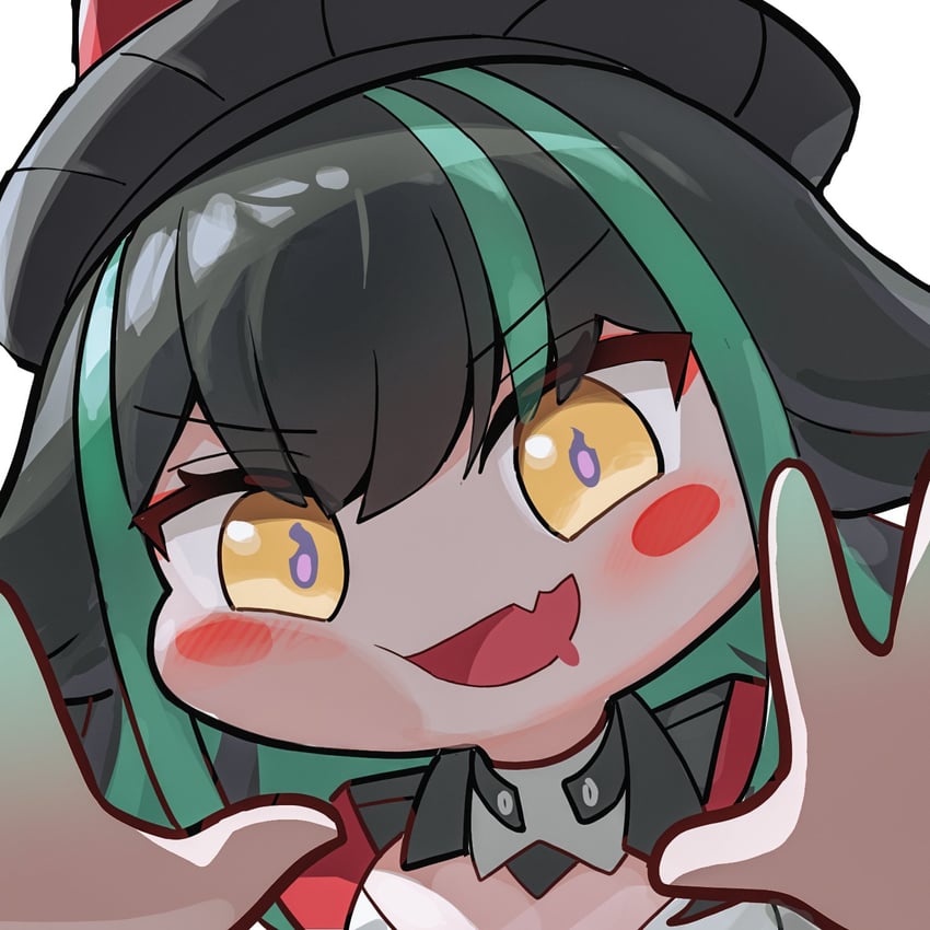 黑色幸存者、永恒轮回、bihyung (black survival) 1名女孩 黑发 黑帽子 腮红贴纸 Q版
