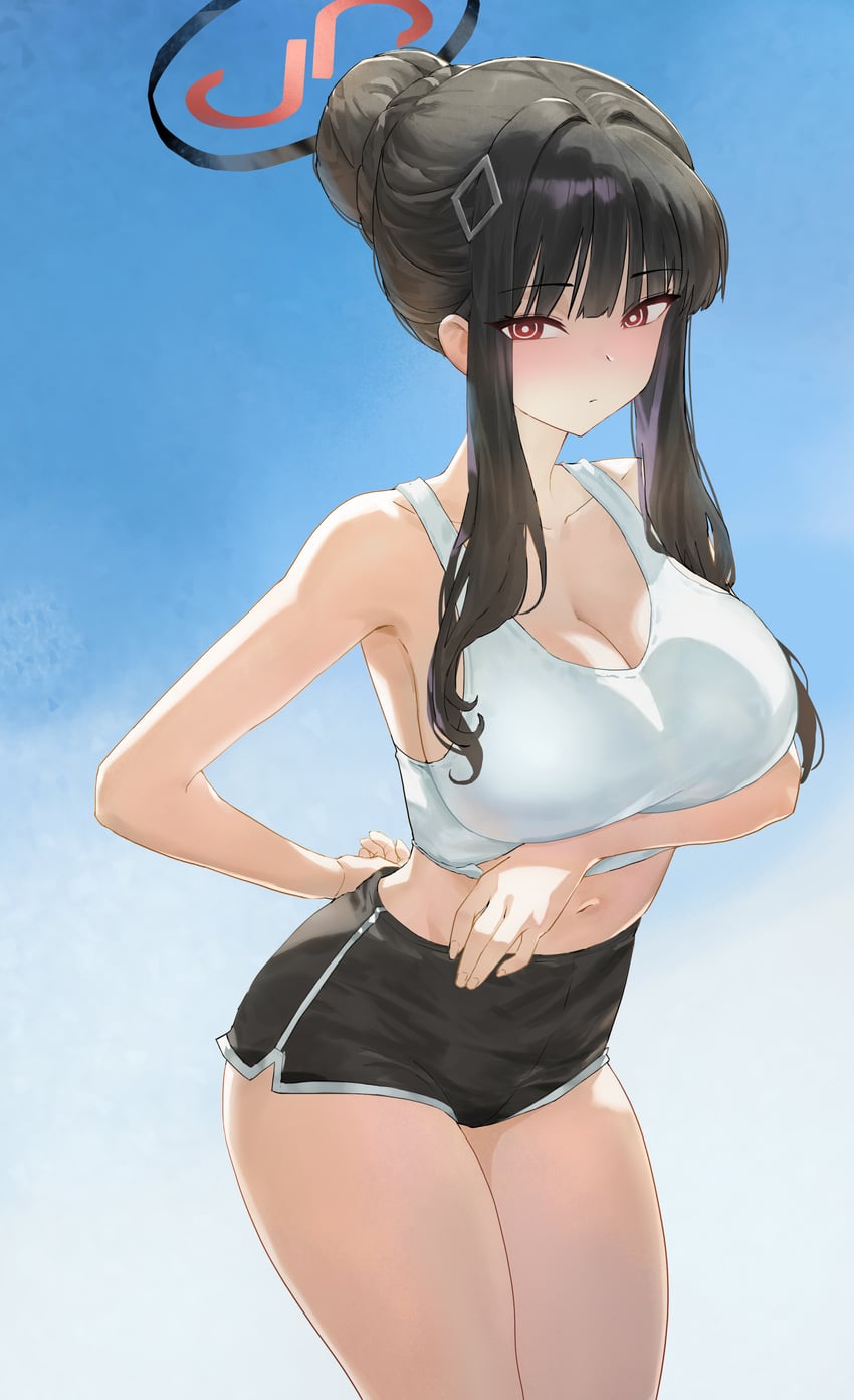 蔚蓝档案、莉央 (碧蓝档案) 1名女孩 整理衣服 替换服装 不同发型 手放在背后