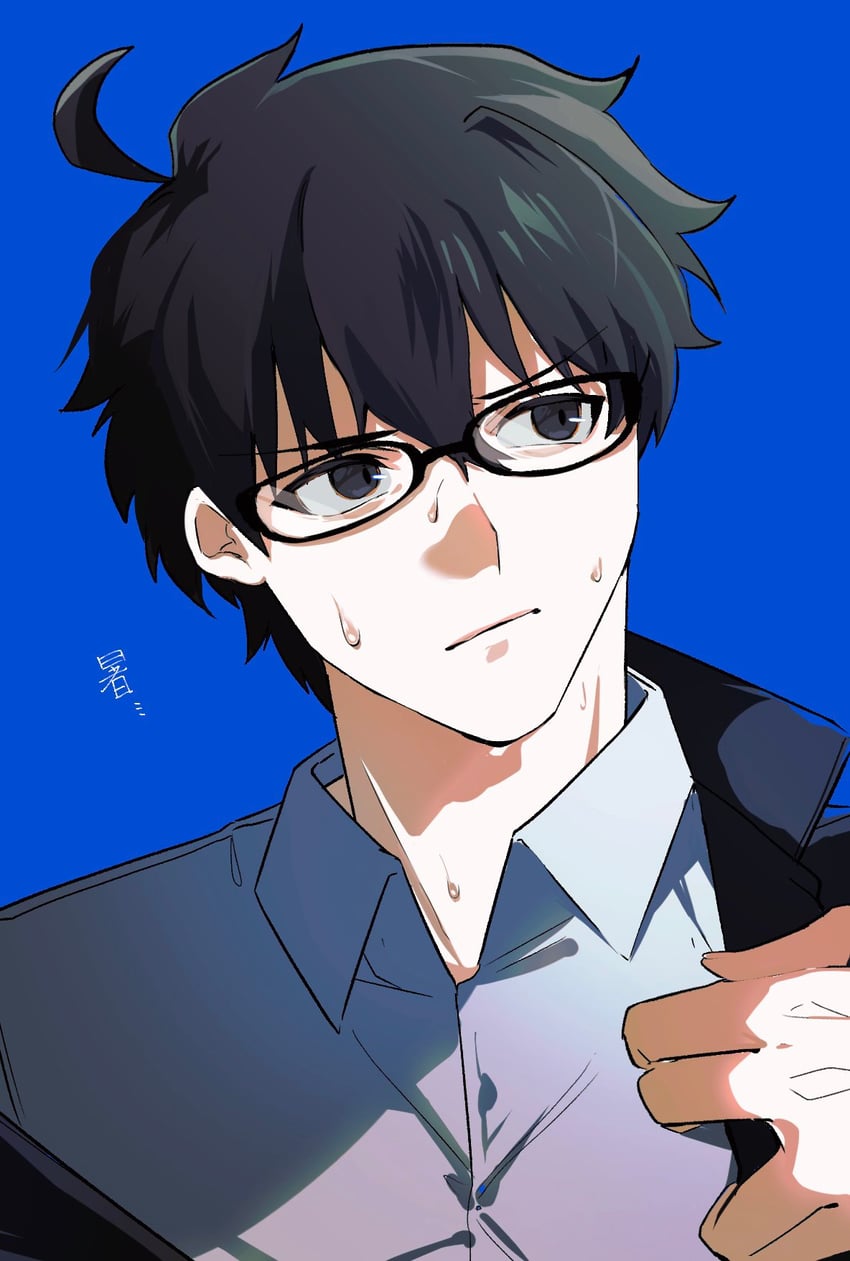 月姬、月姬 (重制版)、远野志贵 1名男孩 呆毛 黑框眼镜 黑发 黑衬衫