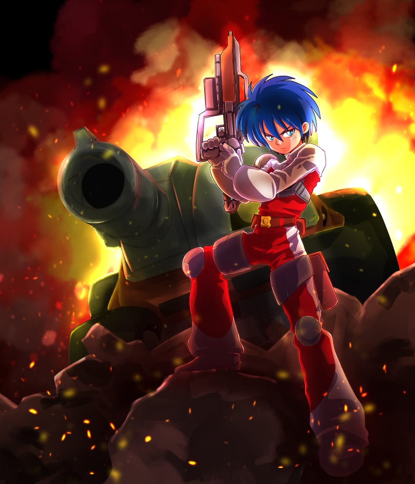 blaster master、kane gardner、索菲亚三世 1名男孩 腰带 腰包 蓝眼 蓝发