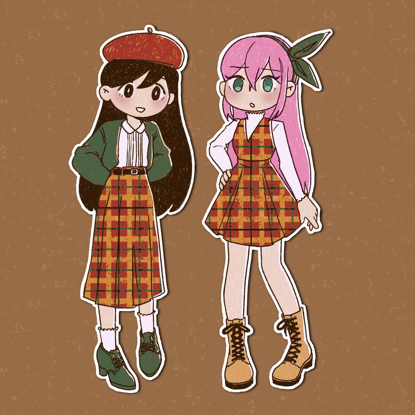 OMORI、阿比 (OMORI)、Aubrey (OMORI) 2名女孩 替换服装 贝雷帽 黑瞳 黑发