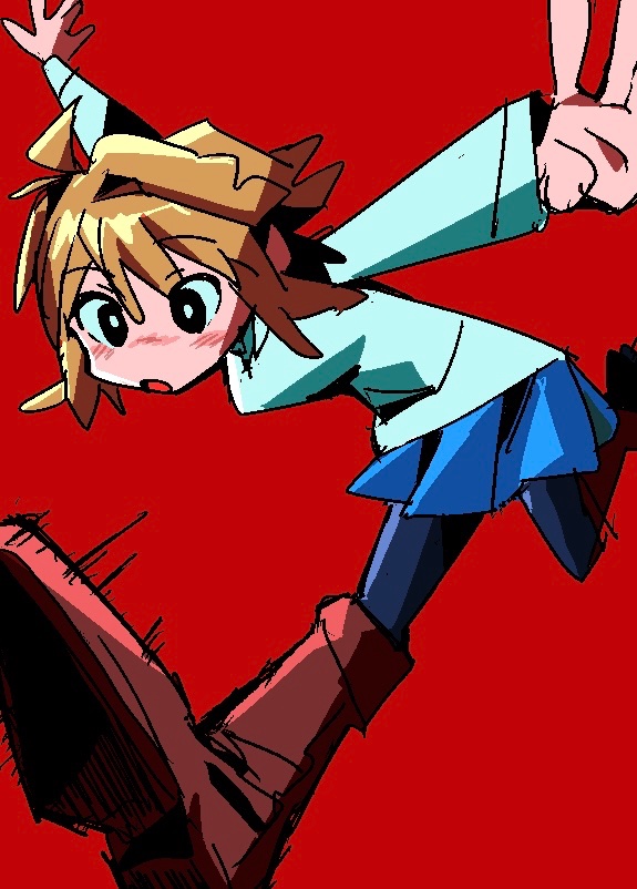 月姬、月姬 (重制版)、爱尔奎特·布伦史塔德 1名女孩 呆毛 手放在身体两侧 黑瞳 黑色连裤袜