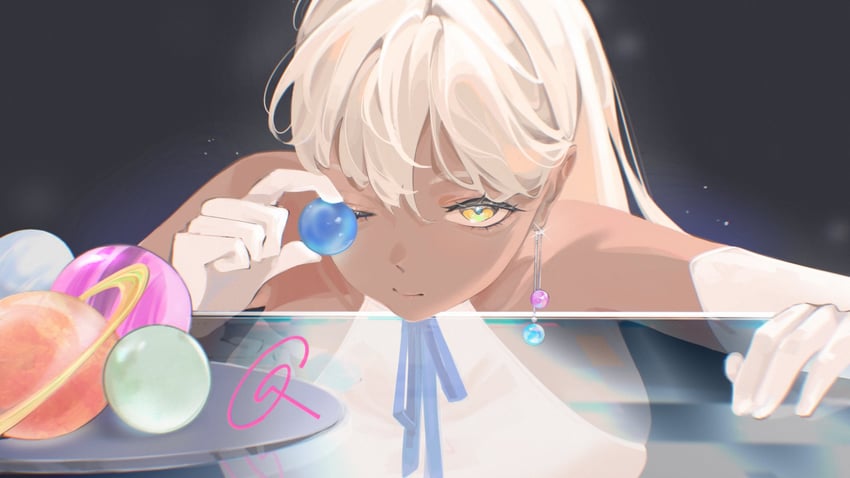 Hololive、Hololive英语、九十九佐奈 1名女孩 金发 蓝色丝带 乳房 闭嘴