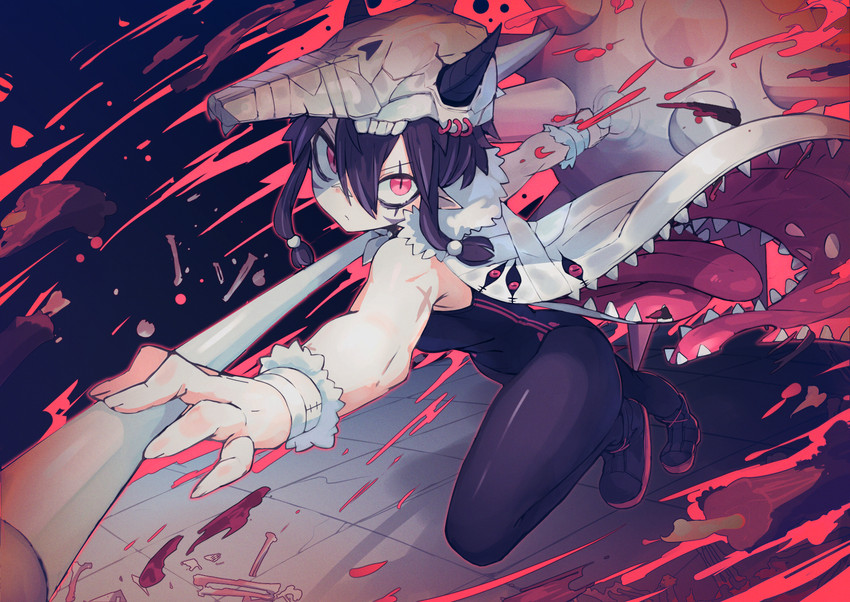 原创 1名女孩 露肩 黑发 黑色紧身连体衣 黑色连裤袜