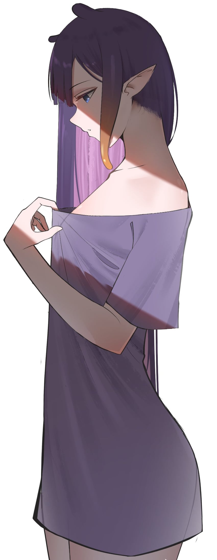 Hololive、Hololive英语、一伊那尔栖 1名女孩 替换服装 蓝眼 乳房 侧视
