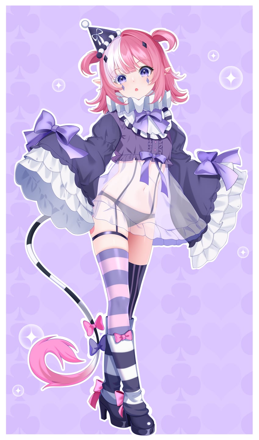 个人势虚拟主播、卡米拉 (Cami 3.0) (Vtuber)、Camila (Vtuber) 1名女孩 黑帽子 黑色内裤 蝴蝶结 连衣裙