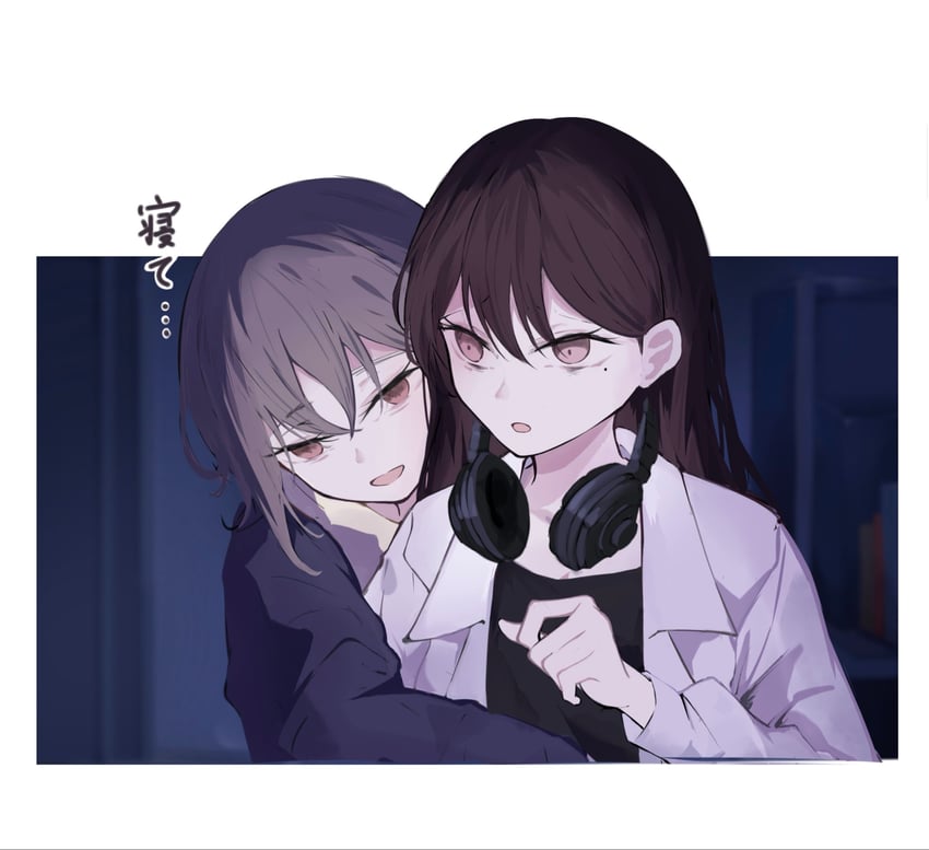 BanG Dream!、Bang Dream! It's MyGO!!!!!、椎名立希 2名女孩 眼袋 黑发 黑衬衫 棕眼睛