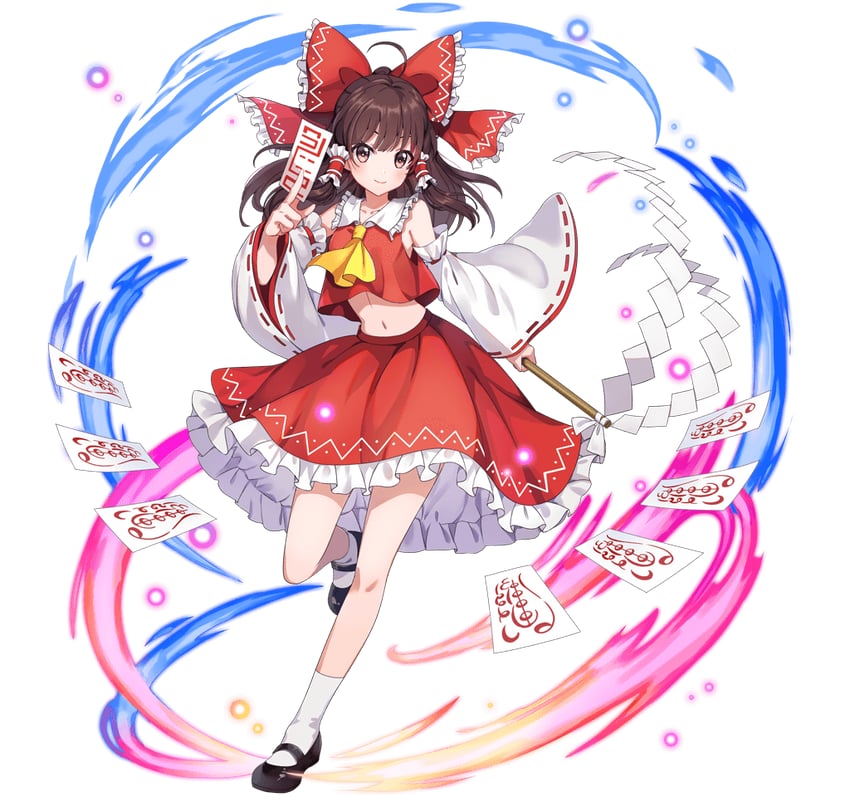 东方Project、东方阿尔卡迪亚记录、博丽灵梦 1名女孩 阿斯科特领巾 指缝 黑鞋 蝴蝶结