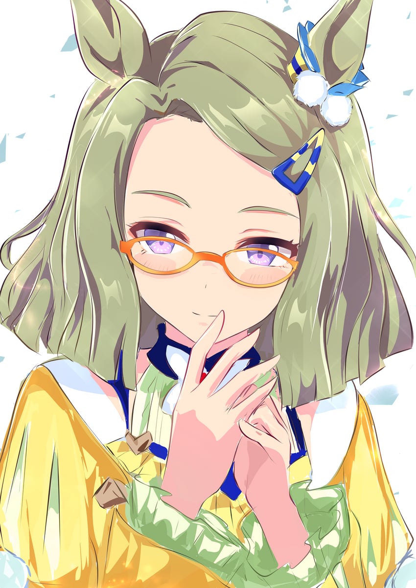赛马娘、空气神宫 (继承的希望) (赛马娘)、空中弥赛亚 (赛马娘) 1名女孩 兽耳 脸红 乳房 闭嘴