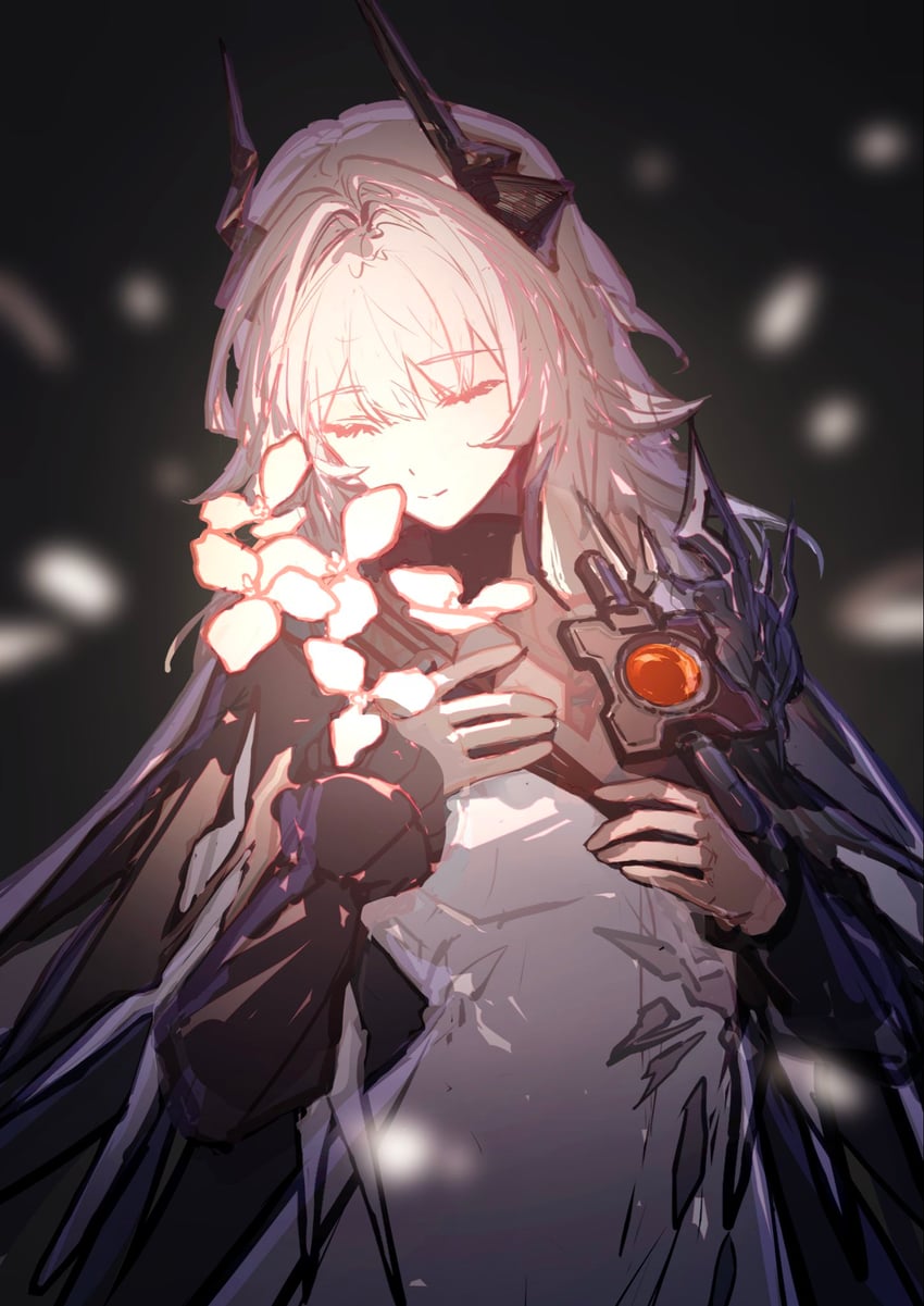明日方舟、特蕾西娅 1名女孩 黑角 恶魔角 连衣裙 角
