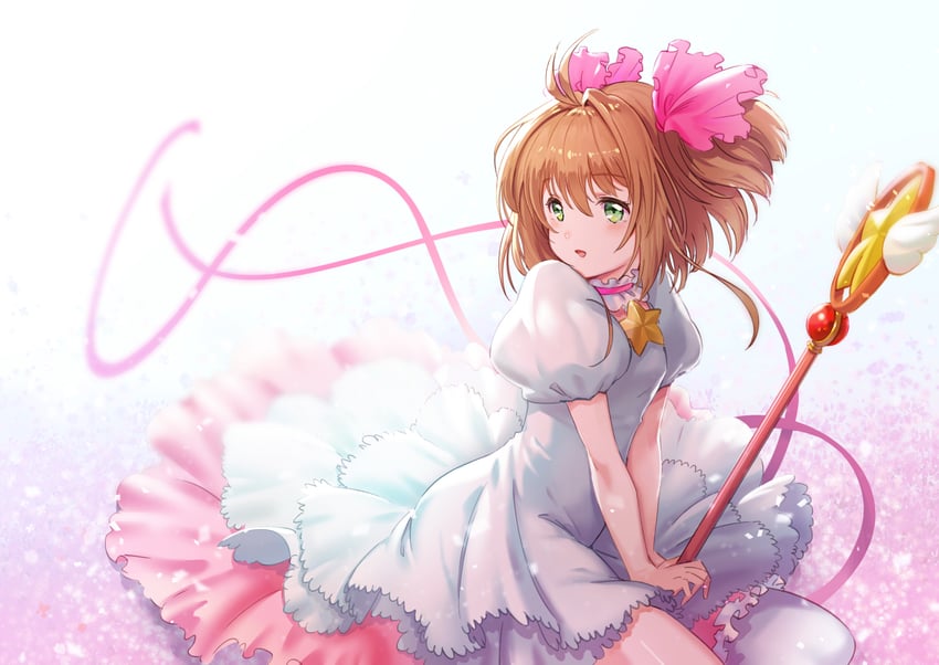 魔卡少女樱、木之本樱、木之本樱 (Astral Sakura) 1名女孩 棕发 项圈 连衣裙 蕾丝边项圈