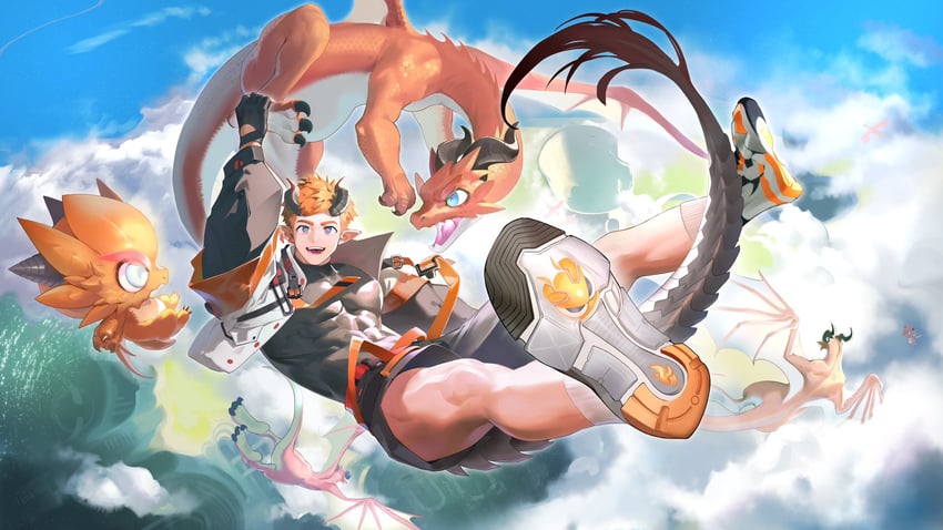 个人势虚拟主播、徽志 Huz (Vtuber) 1名男孩 腰带 黑色连体衣 黑色手套 黑色短裤