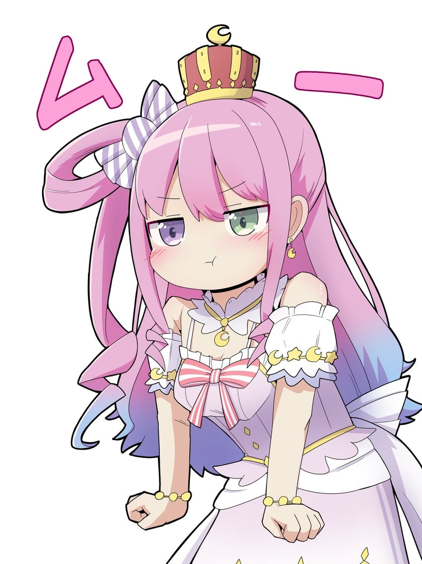Hololive、姬森璐娜、姬森璐娜 (第一套服装) 1名女孩 露肩 蓝发 脸红 乳房