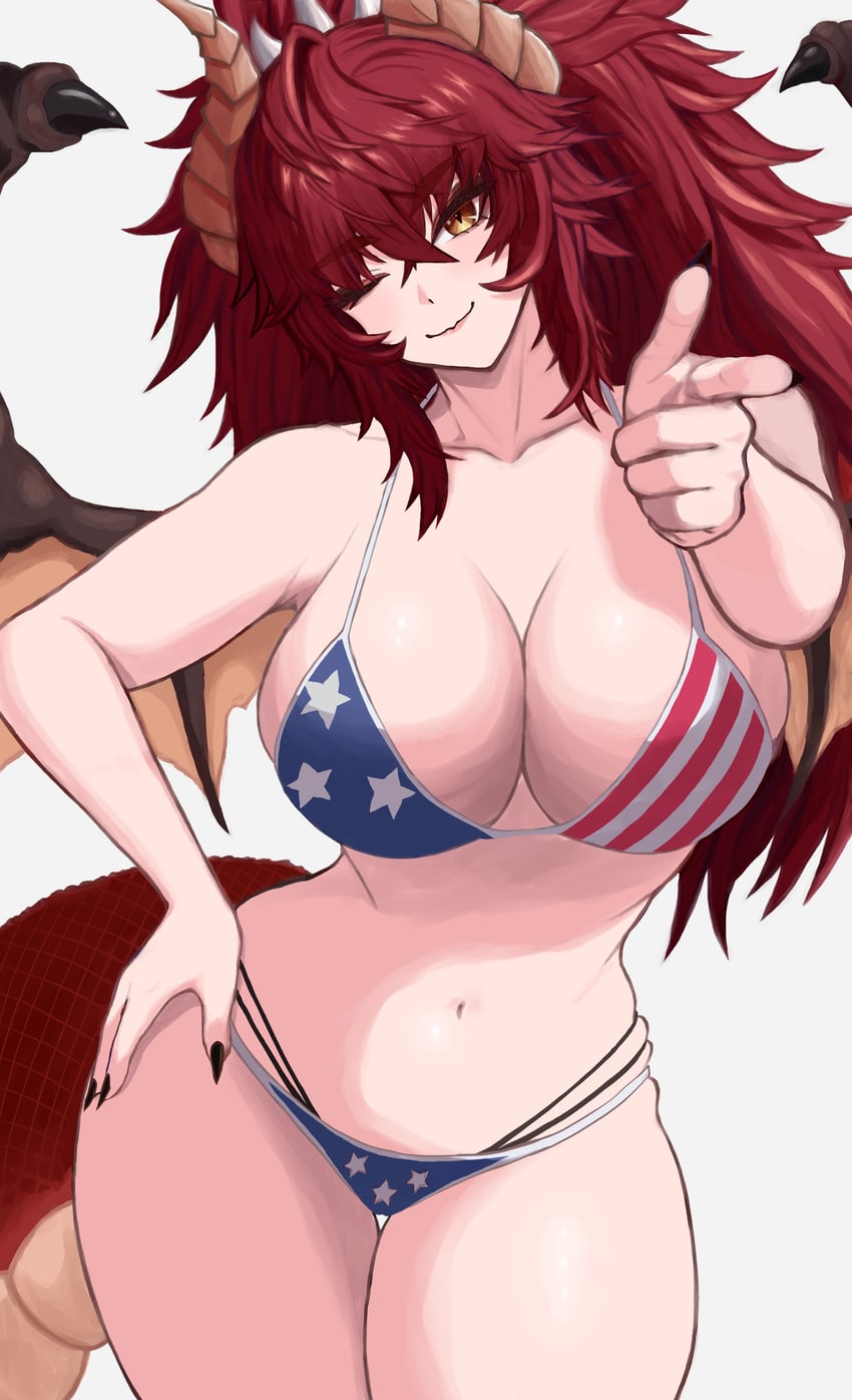 袜子事务所、Zentreya、Zentreya (龙形态) 1名女孩 美国国旗 星条旗比基尼 美国国旗印花 比基尼