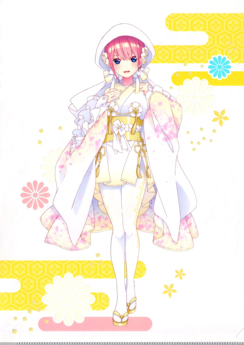 五等分的新娘、中野一花 1名女孩 赛璐珞上色 蓝眼 脸红 连衣裙