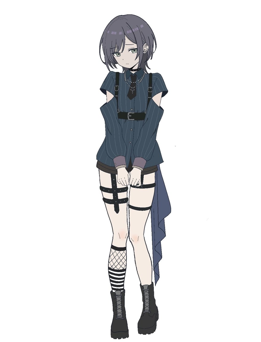 BanG Dream!、BanG Dream! Our Notes、八仓蓬 1名女孩 腰带 黑色靴子 黑色项圈 黑色短裤