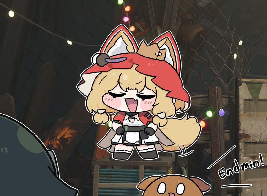 明日方舟、明日方舟：终末地、管理员 (明日方舟) 2名女孩 :D 兽耳 黑色手套 黑发