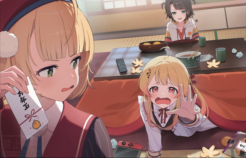 Hololive、hololive DEV_IS、个人势虚拟主播 3人女子 呆毛 恼怒 举手 幼兽