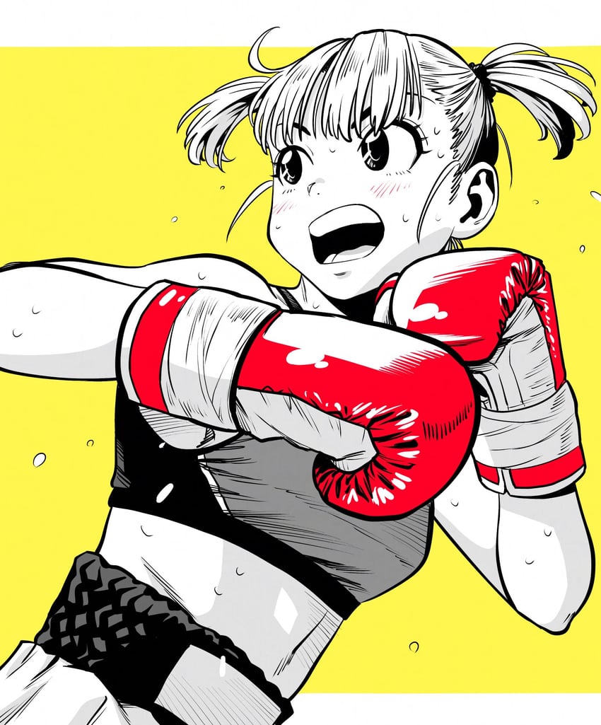 原创 1名女孩 拳击 拳击手套 拳击短裤 乳房