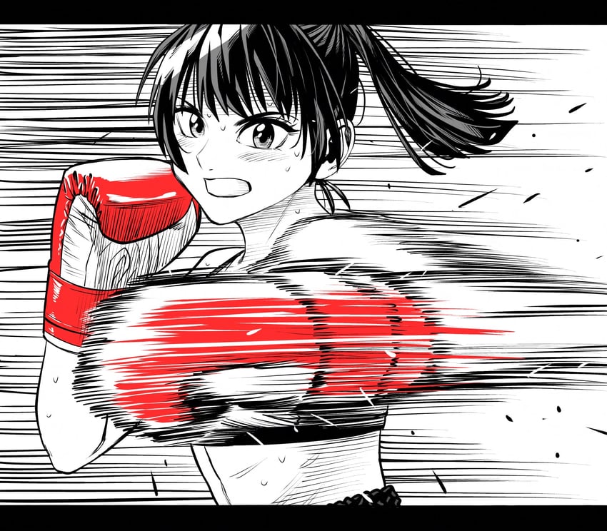 原创 1名女孩 拳击 拳击手套 手套 高马尾
