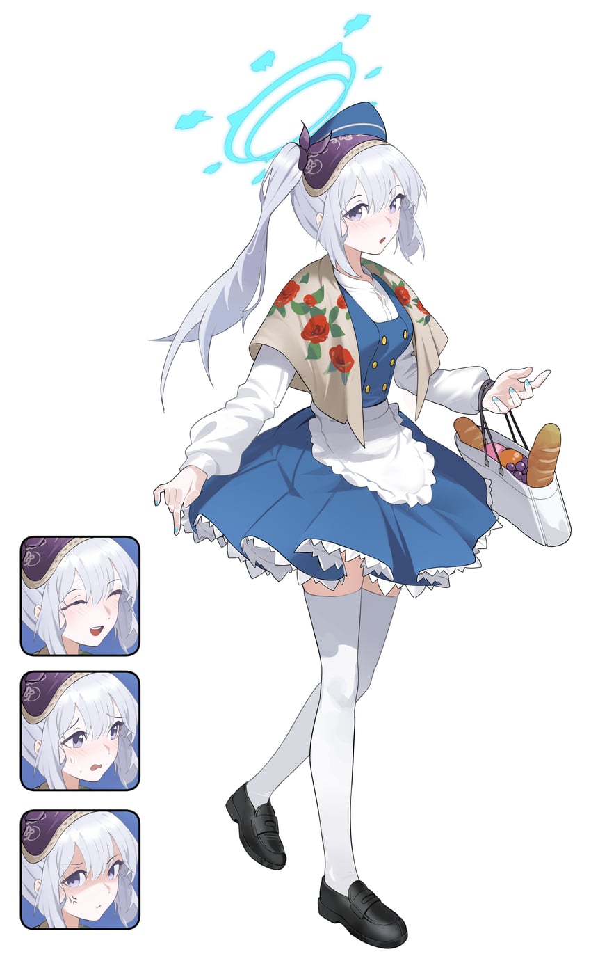 蔚蓝档案、月雪宫子 (蔚蓝档案) 1名女孩 兽耳发箍 兽耳 围裙 包
