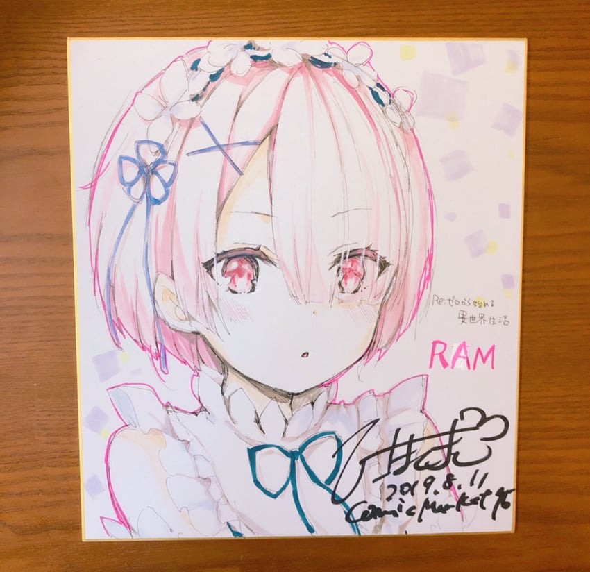 Re:从零开始的异世界生活、拉姆 (Re:Zero) 1名女孩 蓝色丝带 角色名称 有日期 眼睛在头发下可见