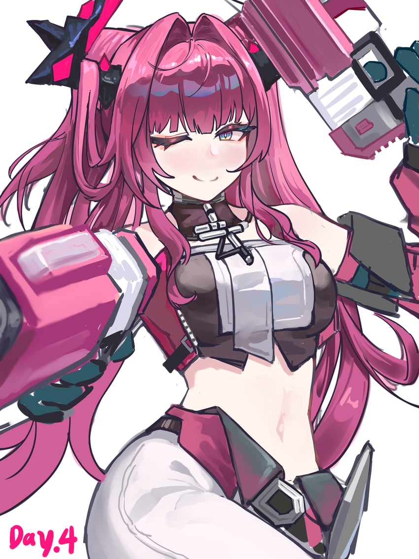 明日方舟、明日方舟：终末地、依冯娜 (明日方舟) 1名女孩 ;) 露肩 黑角 蓝眼