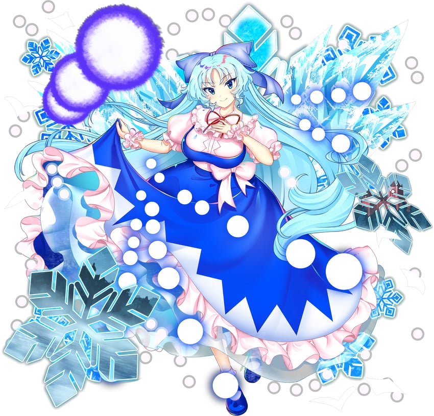 东方Project、东方LostWord、琪露诺 1名女孩 改装服装 年龄增长 发型长度变动 (更长) 蓝色蝴蝶结