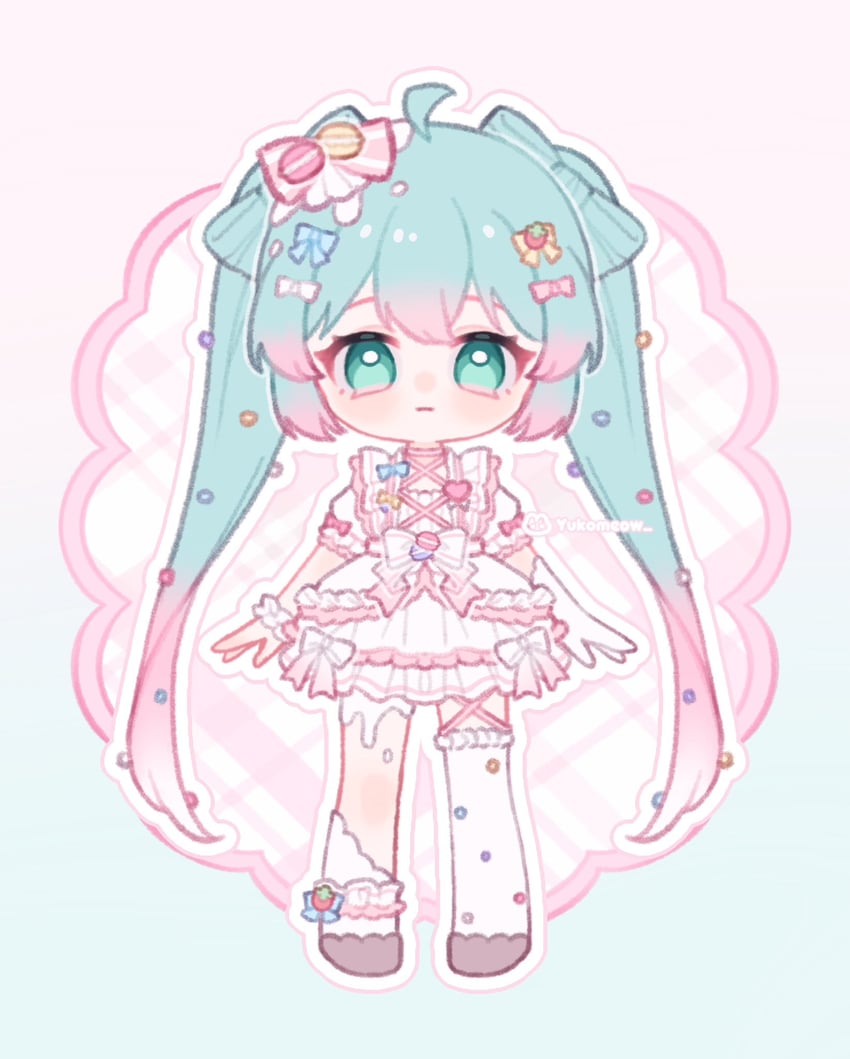 VOCALOID、初音未来 1名女孩 替换服装 水色瞳 水色发 不对称腿部穿着
