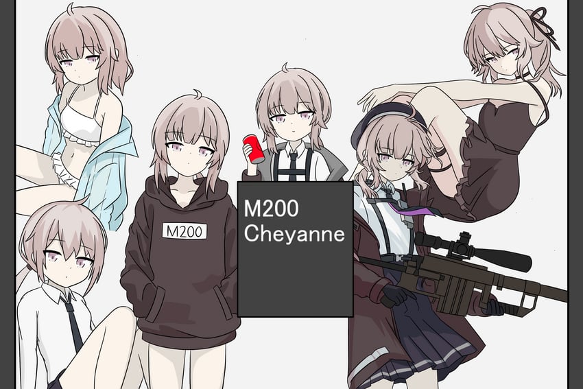 蔚蓝档案、少女前线、少女前线2：追放 1名女孩 呆毛 替换服装 黑色连衣裙 黑色手套