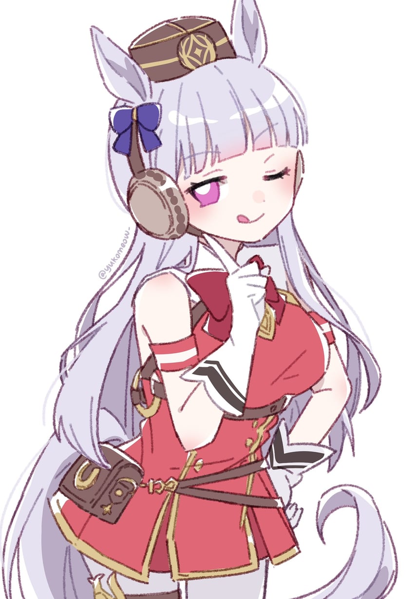 赛马娘、黄金船 (决胜服)、黄金船 (赛马娘) 1名女孩 :q ;q (表情) 兽耳 露肩