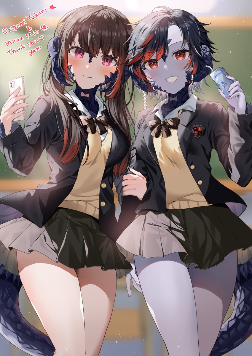 最终幻想、最终幻想14、原创 2名女孩 :D 手臂放在侧边 抱住手臂 敖龙族 (FF14)