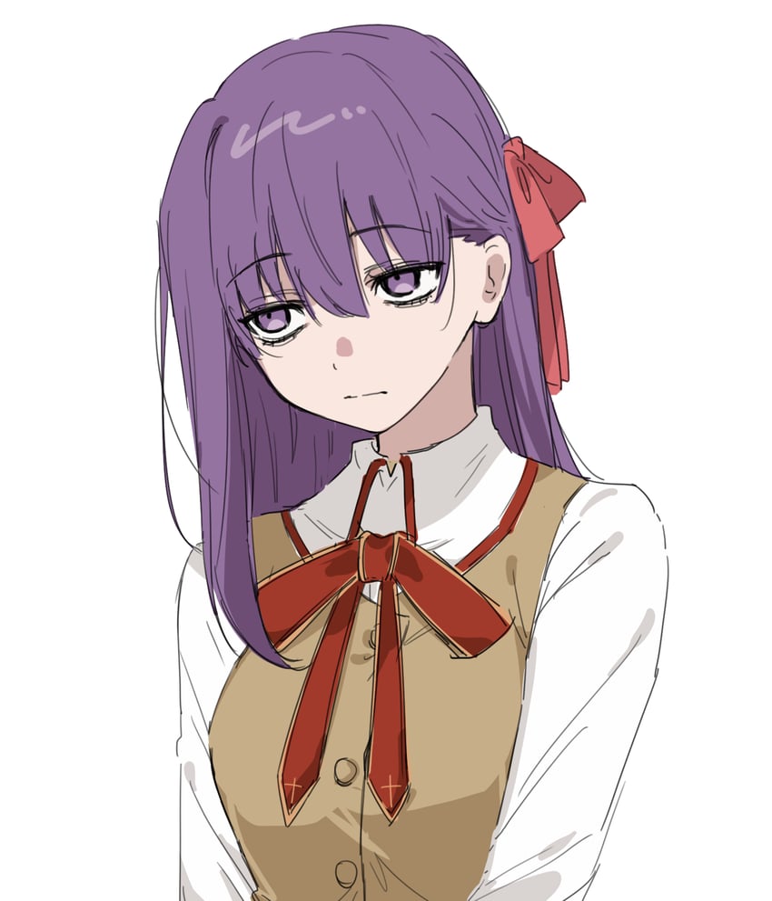 Fate/stay night、Fate系列、间桐樱 1名女孩 眼袋 乳房 棕色背心 闭嘴