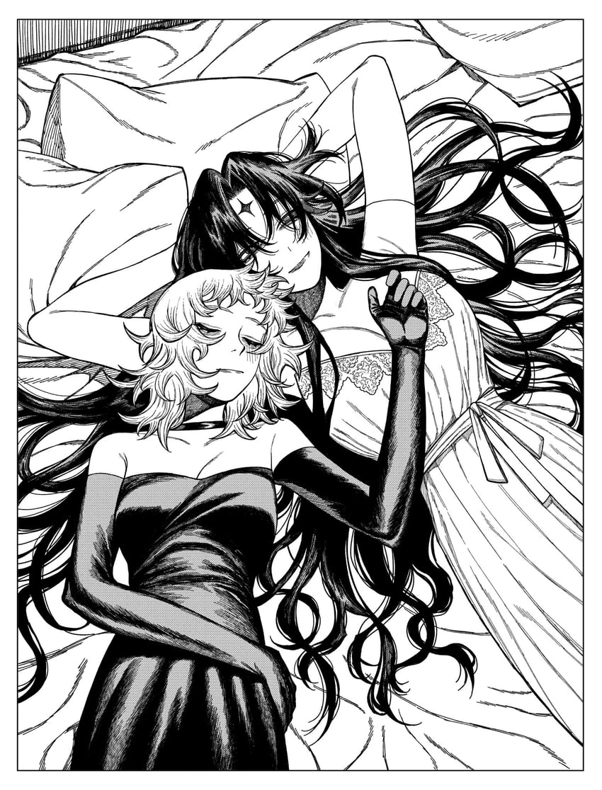 百年记 (漫画)、艾尔斯特里 (Centuria)、赫勒姆 (Centuria) 2名女孩 双手抱头 黑色手套 脸红 乳房