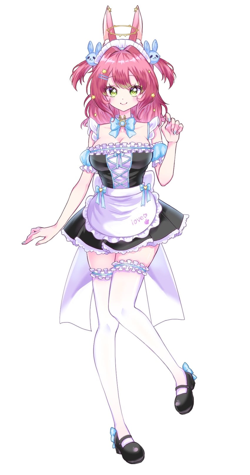 Vivaria Virtual、梦幻练习曲 1名女孩 兽耳 围裙 蓝色蝴蝶结 蓝色领结