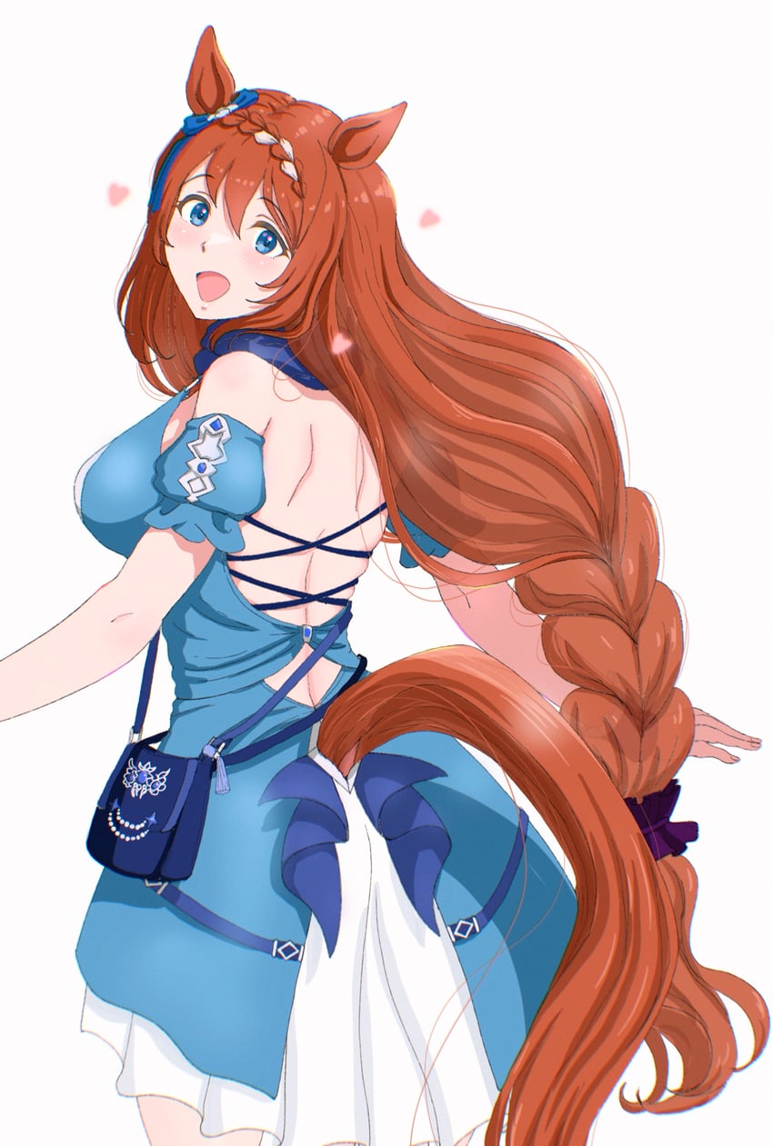 赛马娘、超级小溪 (溪流呢喃) (赛马娘)、超级小海湾 (赛马娘) 1名女孩 兽耳 包 露肩 蓝色包包