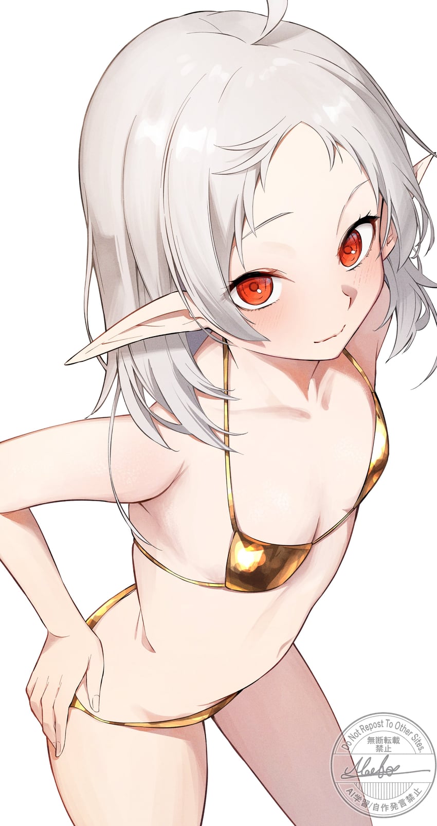 无职转生、希露菲叶特 (无职转生) 1名女孩 呆毛 比基尼 乳房 精灵